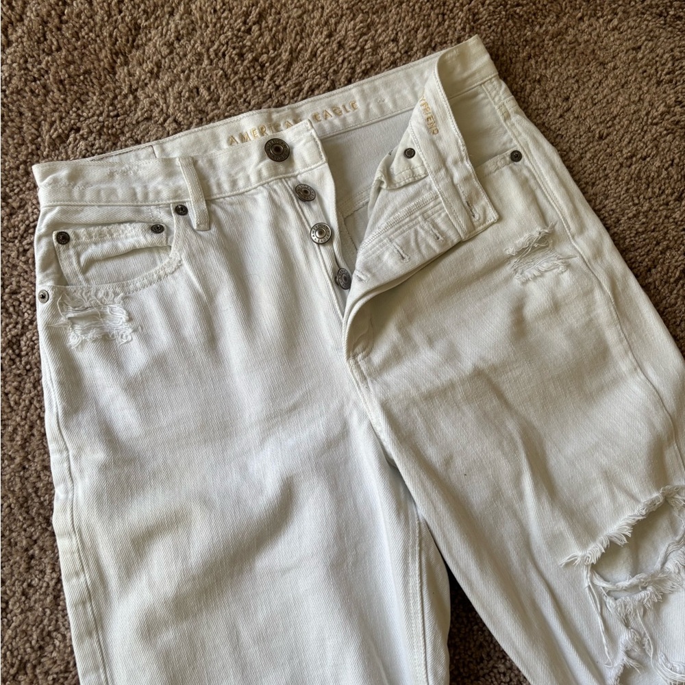 American Eagle: White Ripped Jeans, 100% Cotton